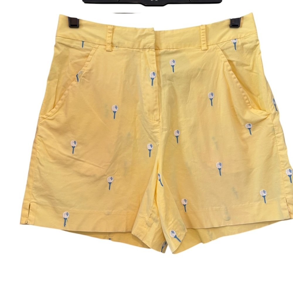 Vintage 90s’s Lilly Pulitzer Golf Tee Embroidered Yellow Shorts, Sz 4 - Picture 2 of 11